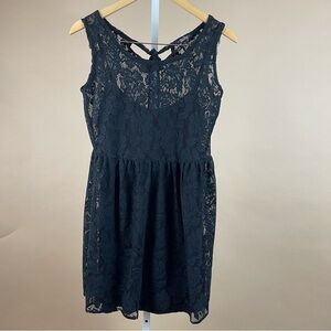 BeBop Womens Small Lace Overlay Tank Floral Tank Dress Black Y2K Party Formal